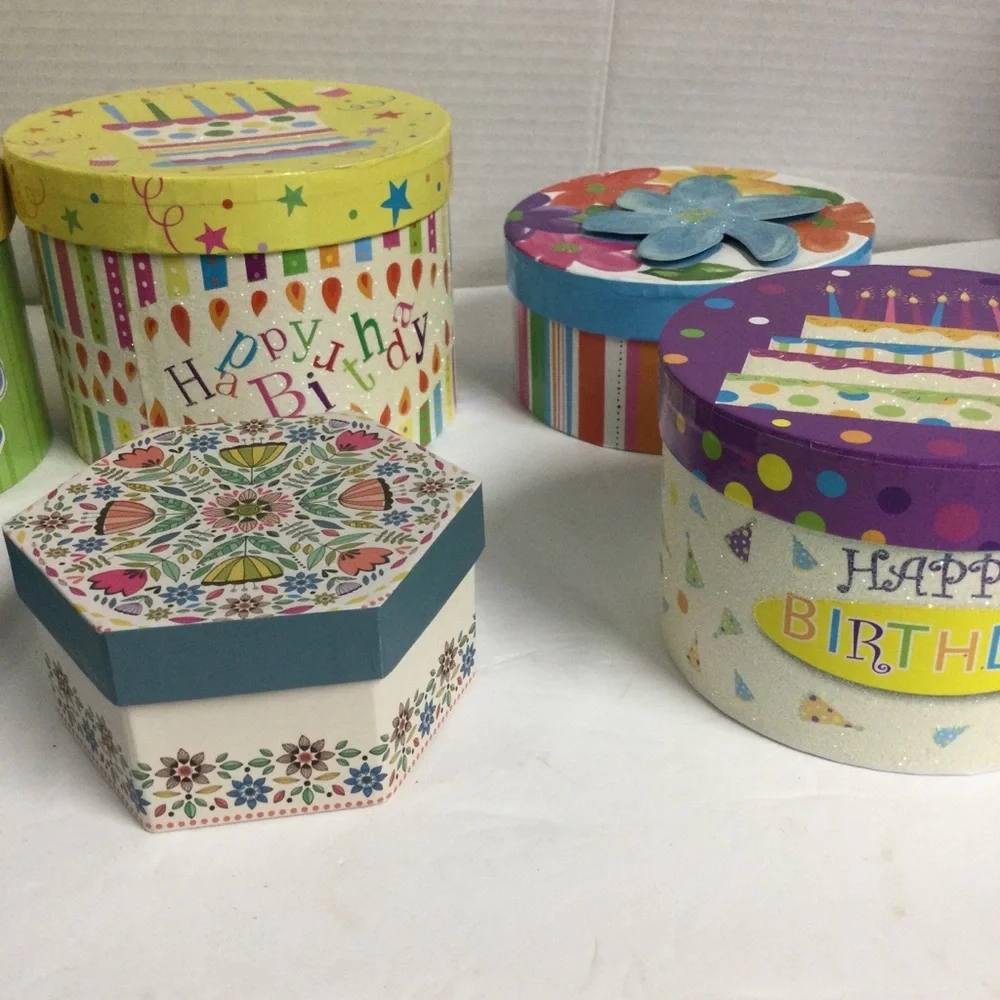 Voila Set of 6 Colorful Gift Boxes, NWOT